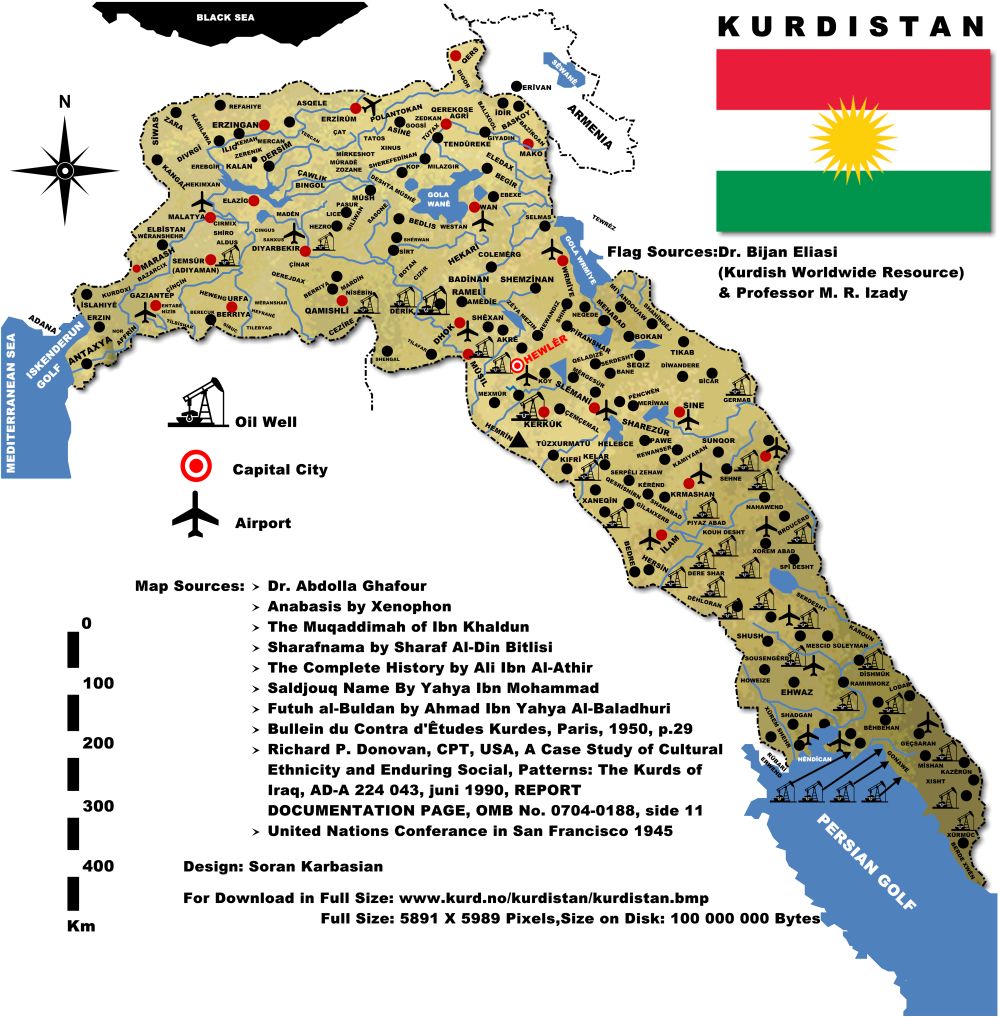 Карта курдистана в турции